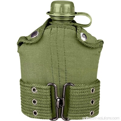 Olive Drab - Military GI Style 1 Quart Plastic Canteen with Pistol Belt Kit